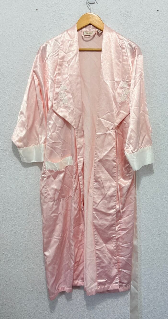 Vintage Victoria's Secret Gold Label Pink Robe Floral FLAWS